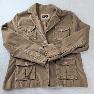 Sonoma Women Corduroy Jacket Brown XL Stretch Blazer Cotton Utility Flap Pockets